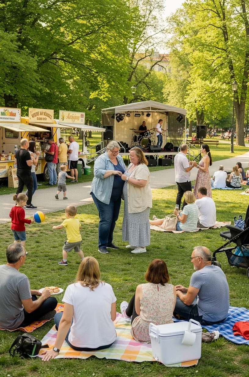 Mature audiences enjoying live concerts together